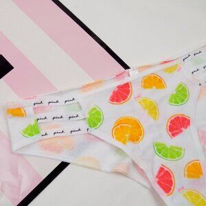 nwt PINK logo lemons limes grapefruit food fruit strappy cheekster tanga